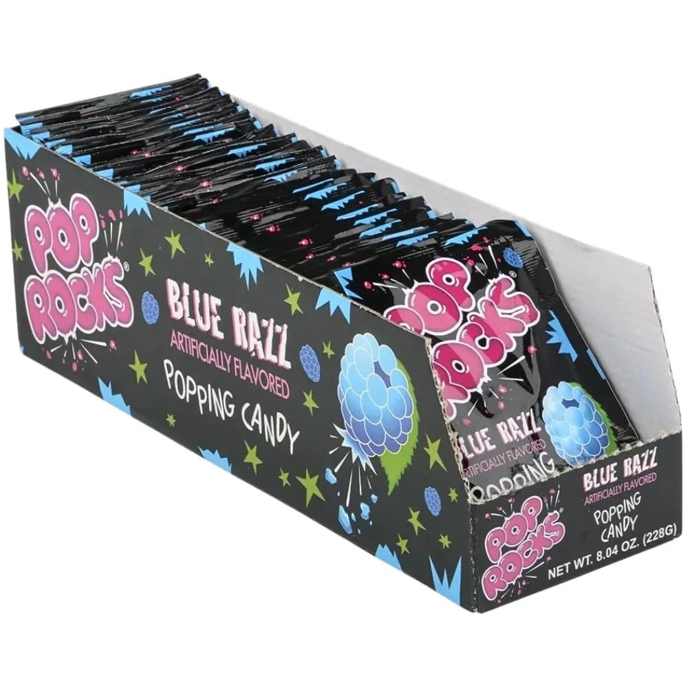 POP ROCKS Blue Raspberry Popping Candy - 24 Pack | Fun Party Snacks, Movie Night Treats & Unique Gifts for Kids & Adults
