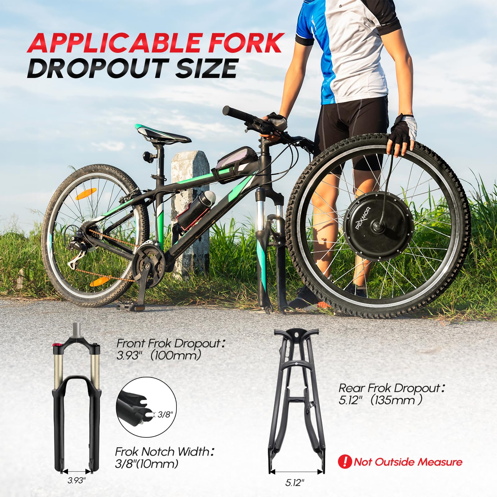 PEXMOR 48V 1200W Electric Bike Conversion Kit for 26