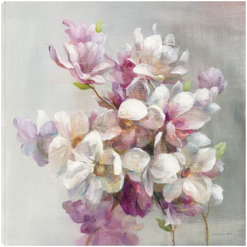 Botanical Wall Art Canvas - Sweet Magnolia Floral Painting by Danhui Nai | 22x22 Inch Bathroom & Bedroom Decor | Nature-Inspired Home Decor for Living Room, Office & Spa