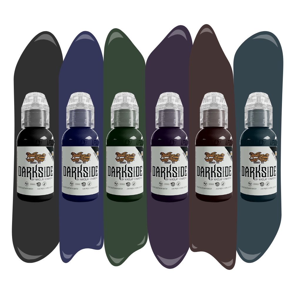 Premium Darkside Ink Set by Nikolay Dzhangirov - World Famous Tattoo Artist - Professional Tattoo Ink Kit for Artists & Beginners - Perfect for Tattooing, Body Art & Permanent Makeup