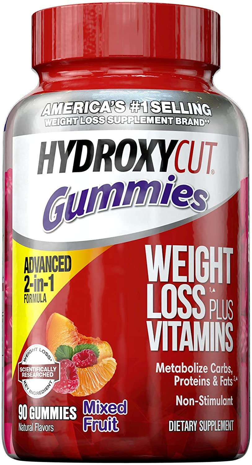 Hydroxycut Caffeine-Free Weight Loss Gummies for Women & Men - Non-Stimulant Metabolism Booster Supplement, 90 Count | Supports Healthy Weight Management, Perfect for On-the-Go Lifestyle & Fitness Goals