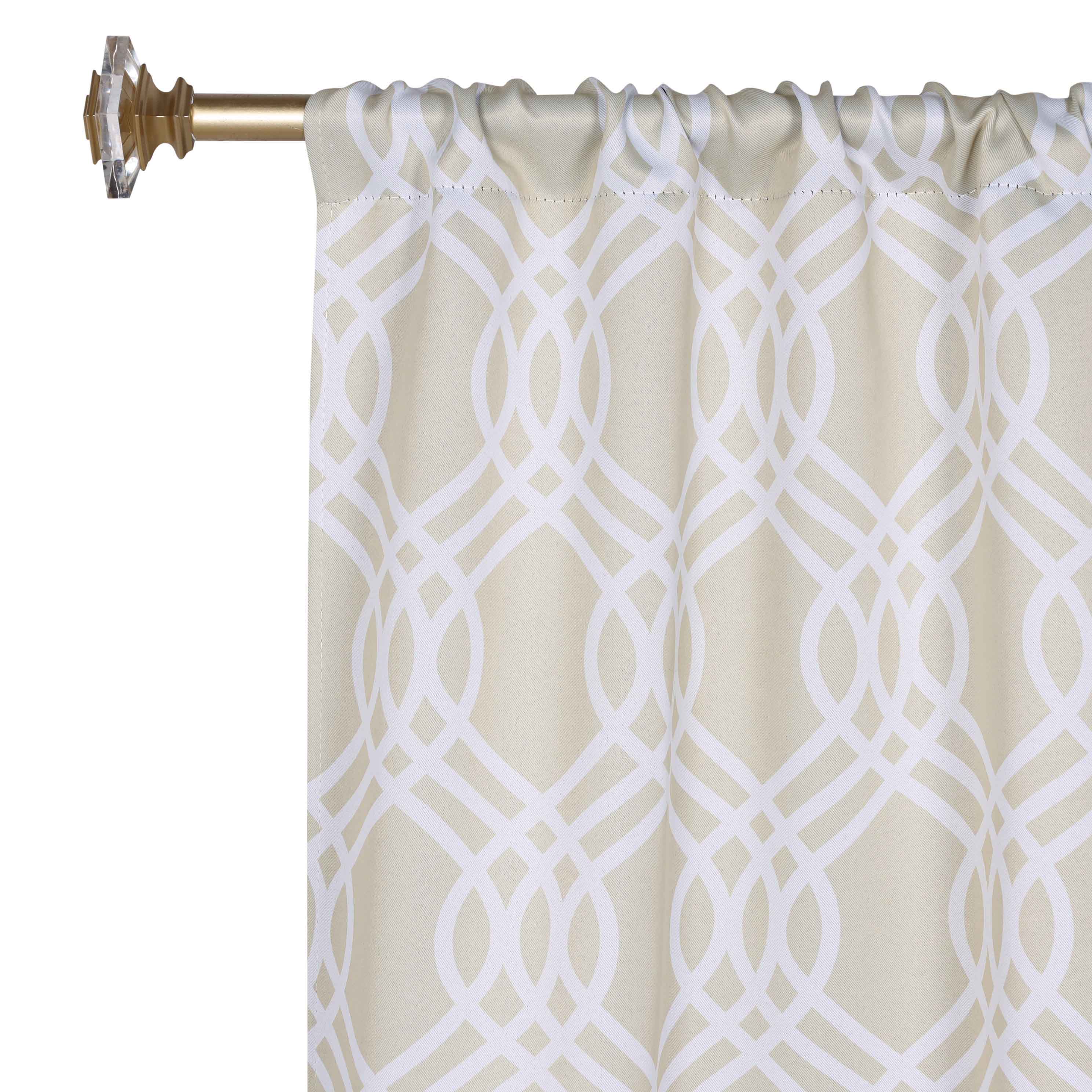 Blackout Curtains for Bedroom - Washable Room Darkening Ribbon Trellis Curtain Panel Set - Perfect for Nursery, Home Theater & Light Sleepers