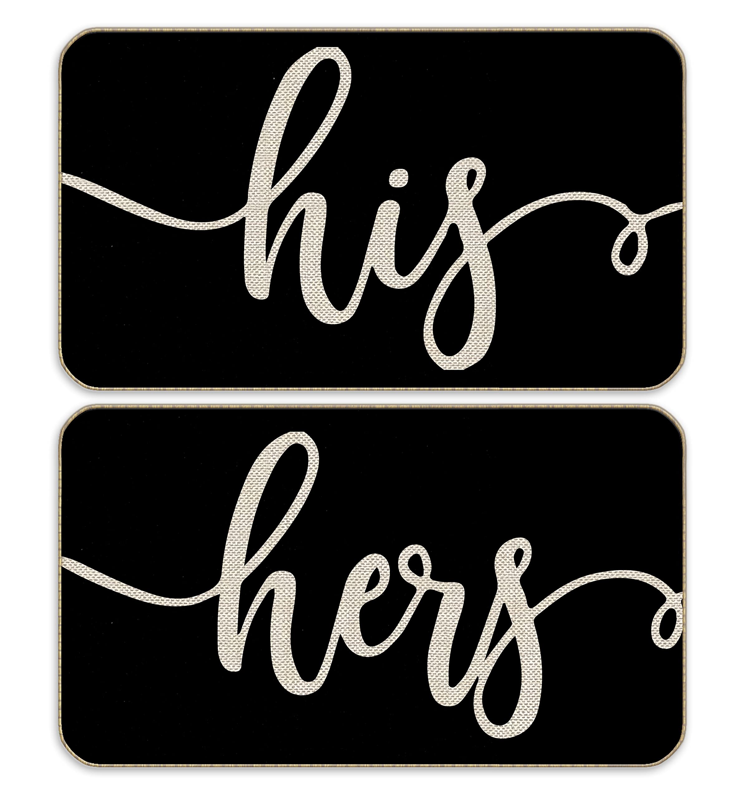 Voatok His and Hers Bathroom Decor Set - Funny Couples Gift, Wedding Present, 17x30 Inch Non-Slip Door Mat for Master Bathroom & Kitchen - Perfect for Newlyweds, Anniversaries & Home Decor