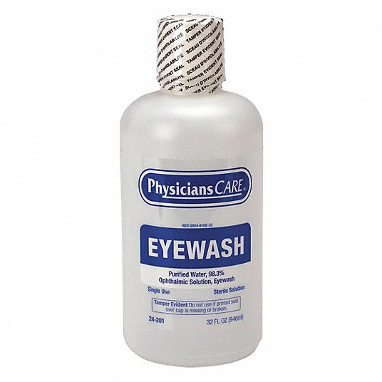 PhysiciansCare 24-201 32 oz Emergency Eye Wash Bottle - First Aid for Chemical Splash & Irritation - Compatible with Mfr. No. 24-202 & 24-300 - Ideal for Labs, Workshops & Industrial Safety Use