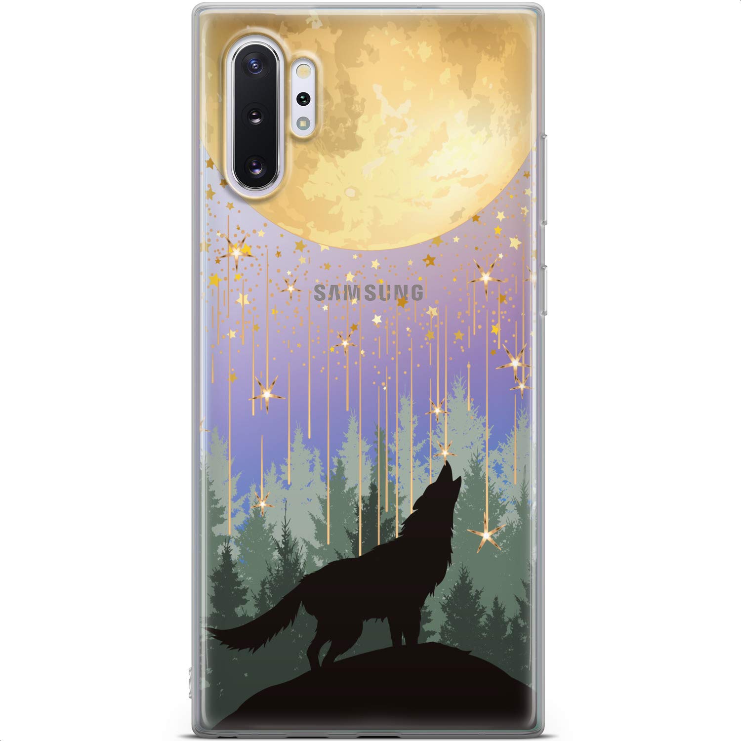 Samsung Galaxy S24 S23 Ultra S22 5G Plus S21 FE S20 S10 Phone Case - Lightweight Silicone Protective Cover with Celestial Wolf Moonlight Howling Design for Women | Perfect for Everyday Use, Work & Travel