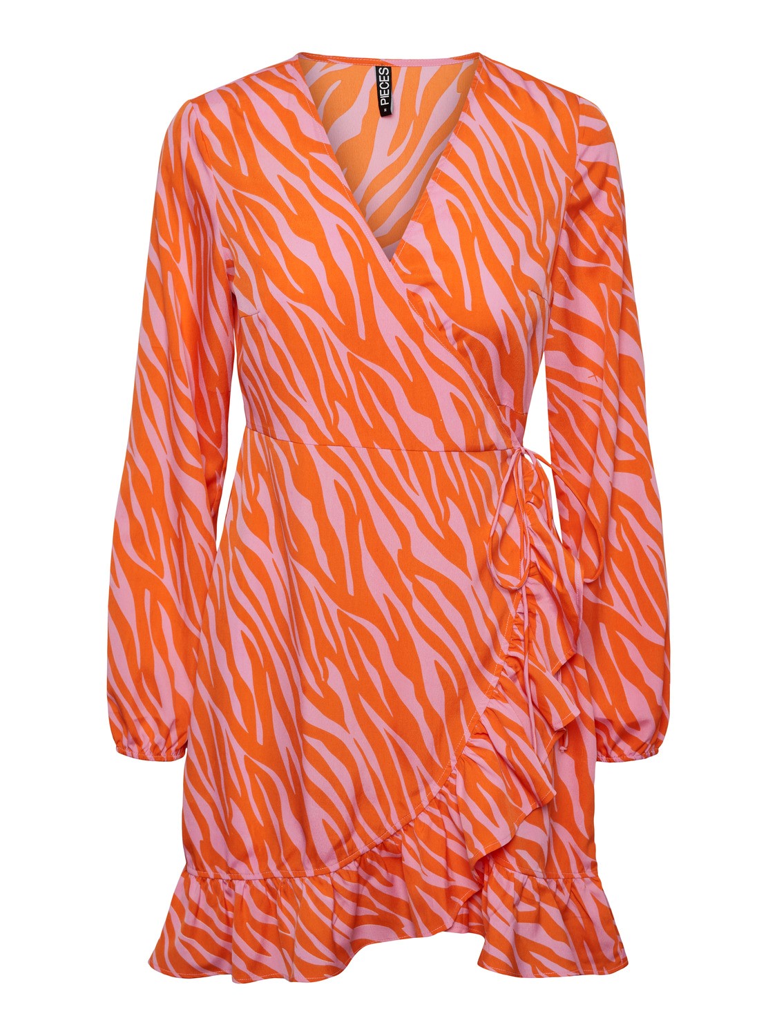 Josi Wrap Dress for Women - Floral Print V-Neck Summer Midi Dress (Begonia Pink/Orange) | Perfect for Beach Vacation, Date Night & Office Wear