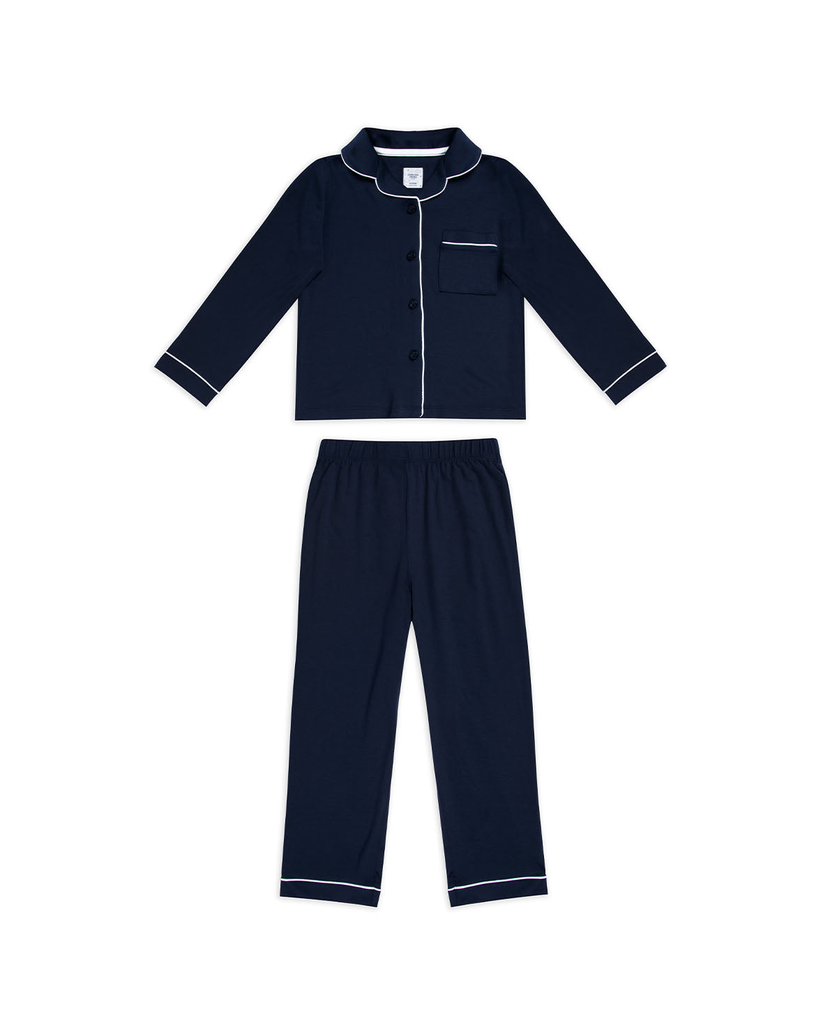 Soft & Breathable Kids TENCEL™ Modal Long Sleeve Button Up Pajama Set - Navy Blue | Comfortable Sleepwear for Boys & Girls | Perfect for Bedtime, Lounging & Sleepovers