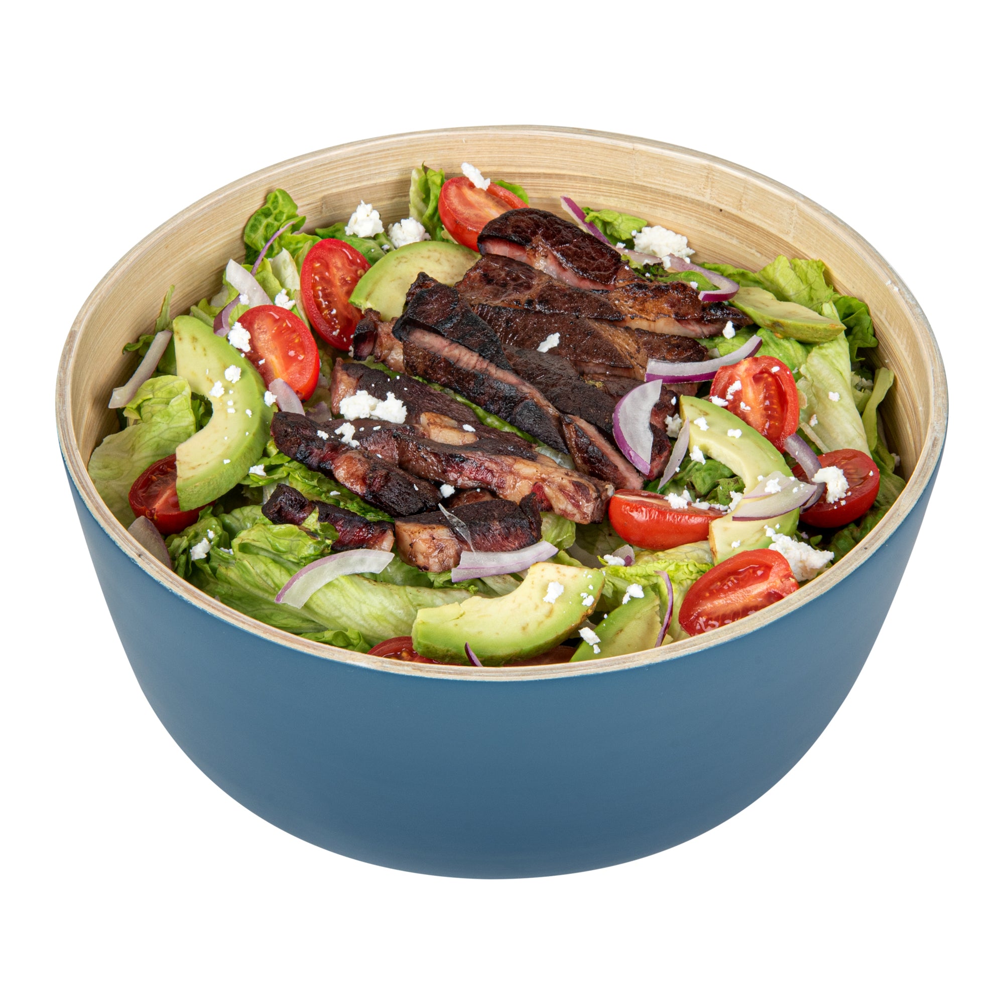 Bambuddha 25 oz Round Blue Spun Bamboo Salad Bowl - 9.5