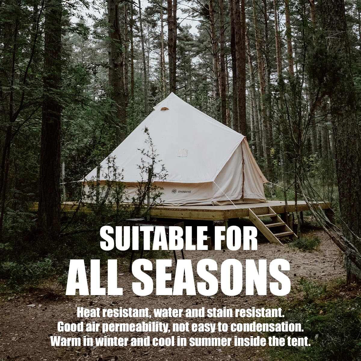 **Premium 4-Season Canvas Bell Tent for Glamping & Camping - 3M/4M/5M Yurt Tent with Stove Jack - Durable Family Outdoor Tent for Hunting, Parties & Backyard Adventures (3M - 9.8FT)**    **Use Cases:** Perfect for family camping, luxury glamping, outdoor hunting trips, backyard parties, and wilderness adventures.