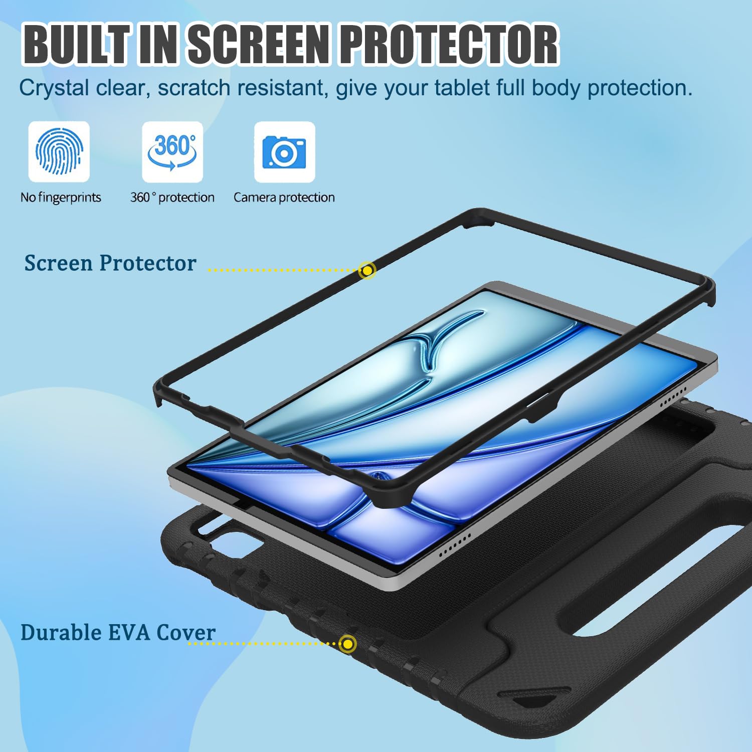 BMOUO Shockproof Kids Case for iPad Air 11-inch M3 (2025) & M2 (2024), iPad Air 5th Gen (2022) & 4th Gen (2020) 10.9