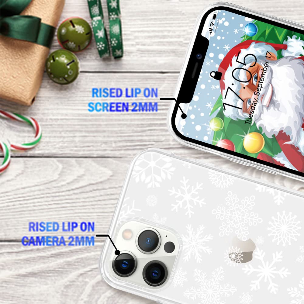 **LCHULLE Christmas Santa Holiday Clear TPU Silicone Case for iPhone 13 Pro Max - Shockproof Protective Cover with Snowflake Design for Women, Men & Kids | Perfect for Xmas Gifts & Winter Festivities**