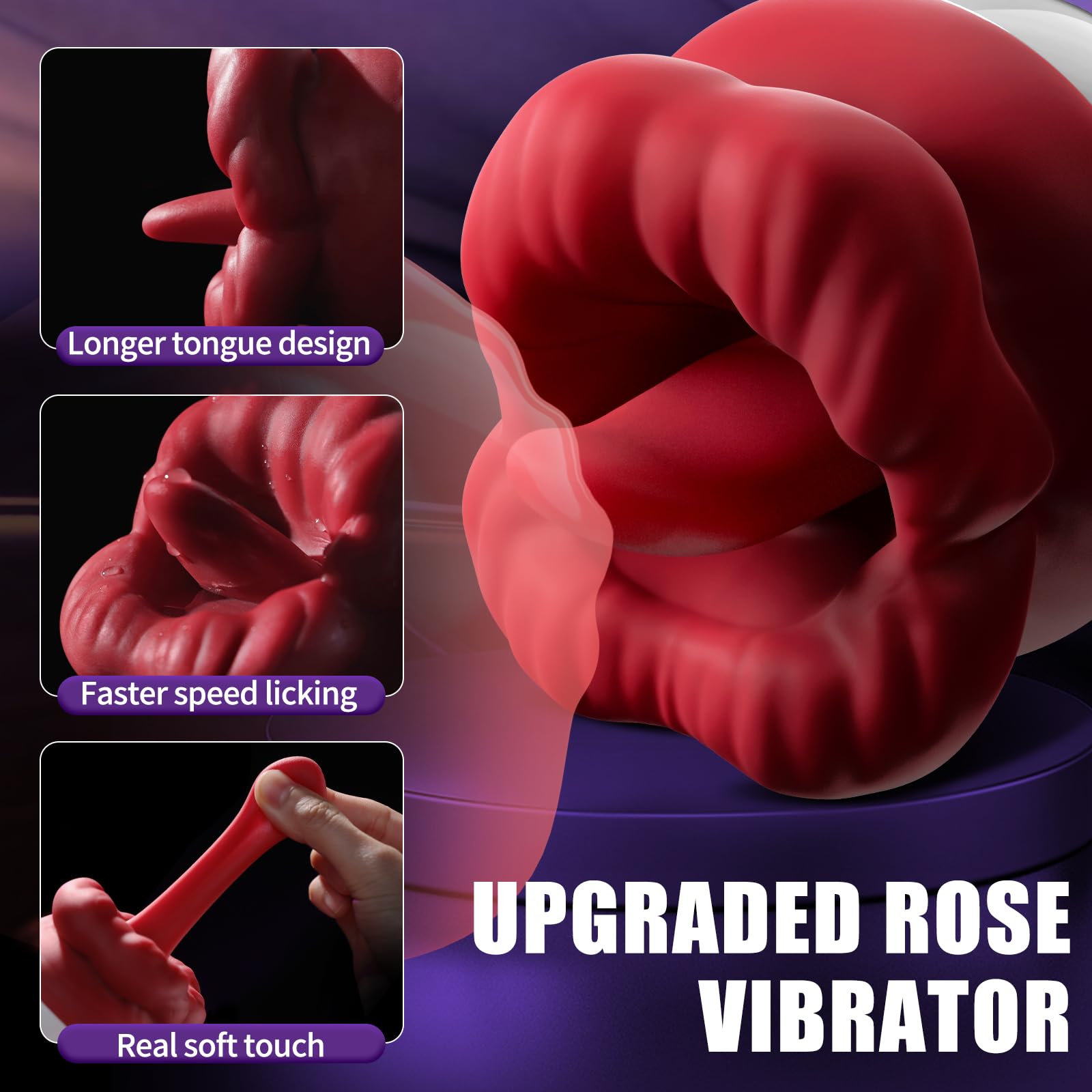 Premium Rose Vibrator for Women - 10 Vibration & 10 Tongue Licking Modes, Clitoral & G-Spot Stimulator, Adult Sex Toy for Solo Play & Couples Pleasure | Perfect for Valentine's Gift, Anniversary & Romantic Nights