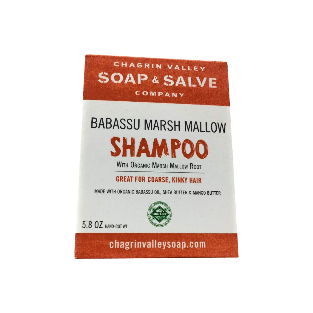 Organic Natural Shampoo Bar by Chagrin Valley Soap & Salve - Babassu & Marsh Mallow for All Hair Types | Vegan, Sulfate-Free & Eco-Friendly | Perfect for Travel, Camping & Zero-Waste Lifestyle (1 Bar)