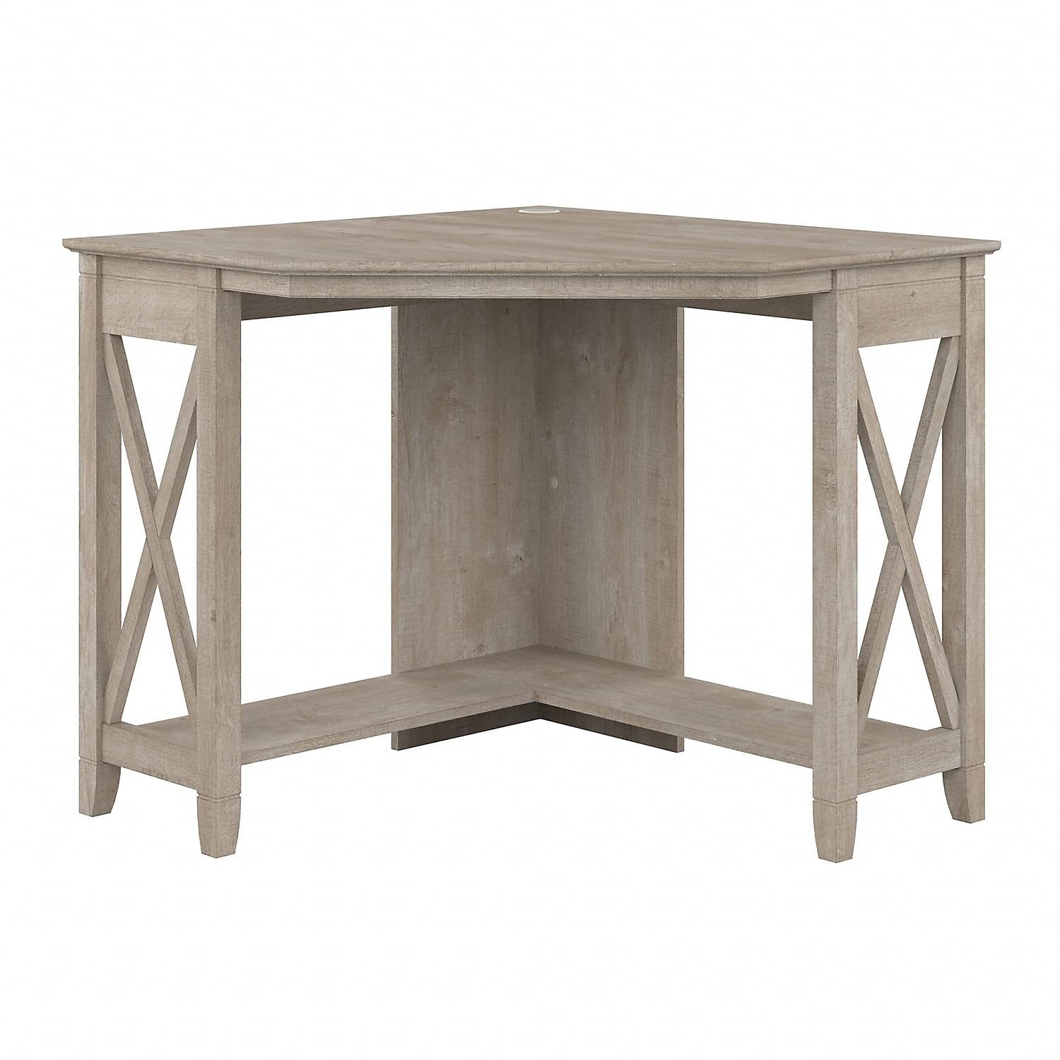 Bush Furniture Key West Small Corner Desk in Washed Gray - Compact Home Office Desk for Small Spaces, Perfect for Bedroom, Dorm or Apartment Workspace