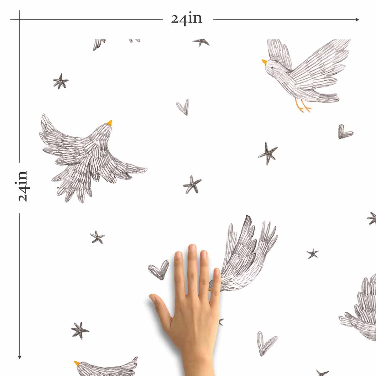 Grey Bird Peel and Stick Removable Wallpaper 8552 - Self-Adhesive Decorative Wall Covering for Bedroom, Nursery & Home Decor - Easy to Install & Remove
