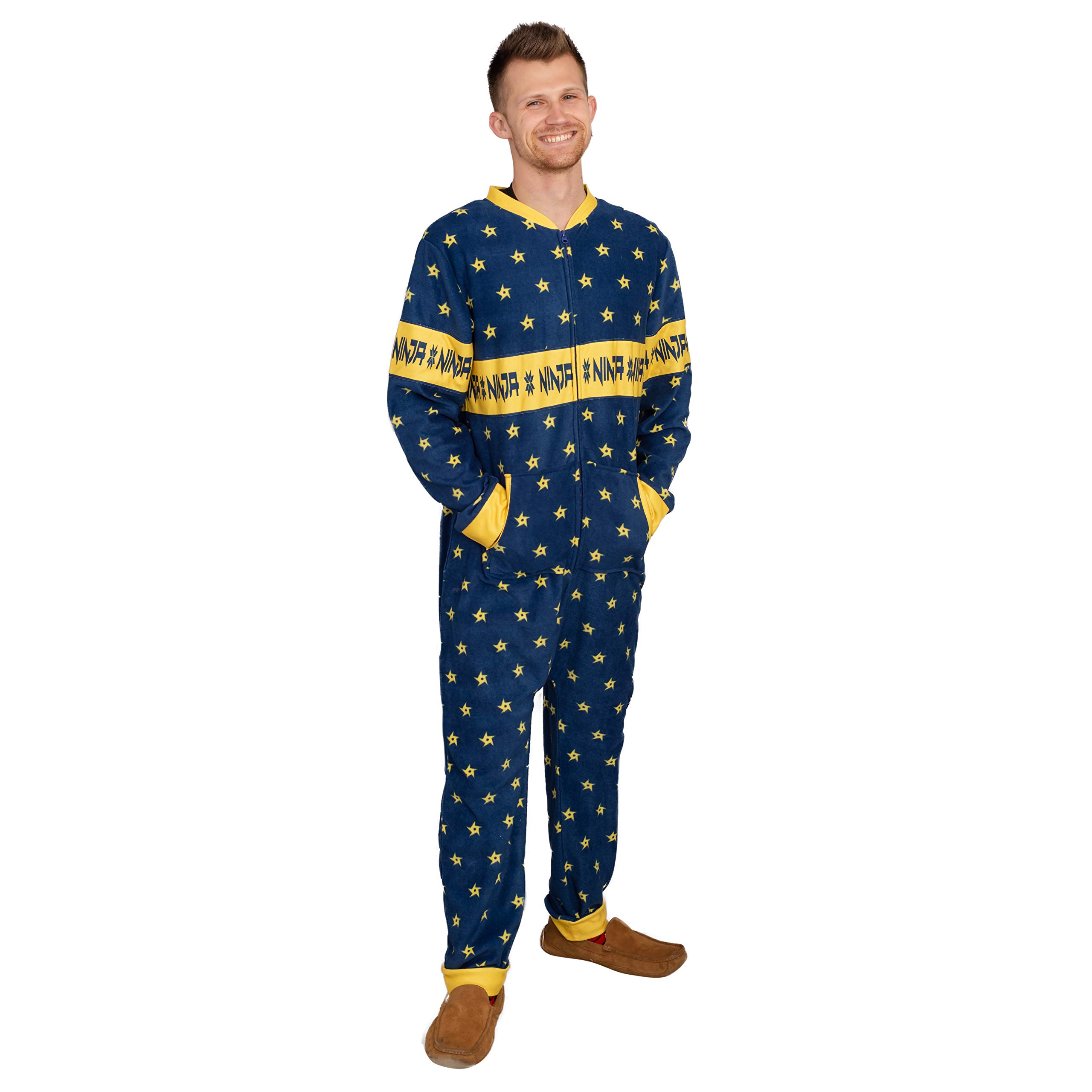 Ninja Video Game Streamer Shurikens Pajama Union Suit - Comfortable Anime Cosplay Costume for Gaming, Twitch Streaming & Sleepovers