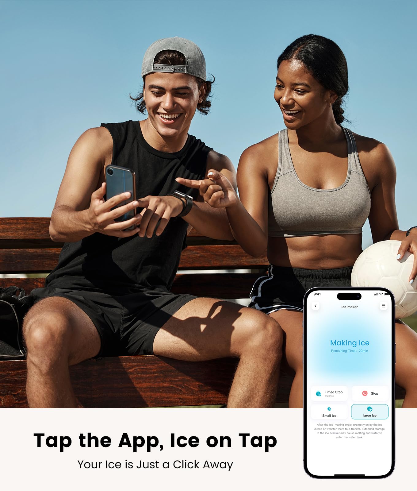 Ecozy Smart Ice Maker Machine - Portable Countertop Ice Maker with App & Voice Control, 9 Bullet Ice Cubes in 6 Minutes, 26lbs/24Hrs, Self-Cleaning, Quiet for Home, Kitchen, Office, RV, Parties & Outdoor Activities