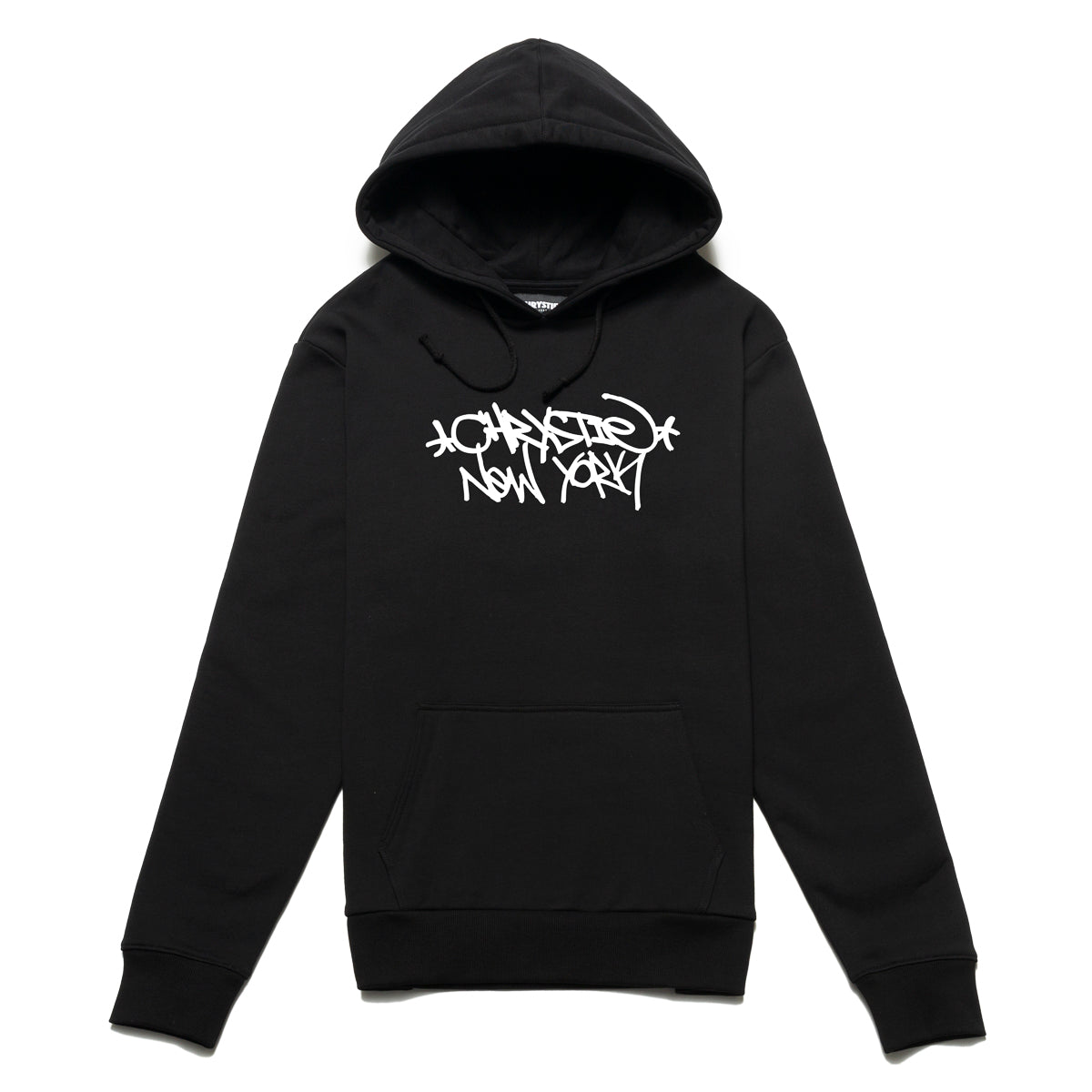 Chrystie NYC Tag Logo Hoodie - Black | Stylish Unisex Pullover for Streetwear & Casual Outfits