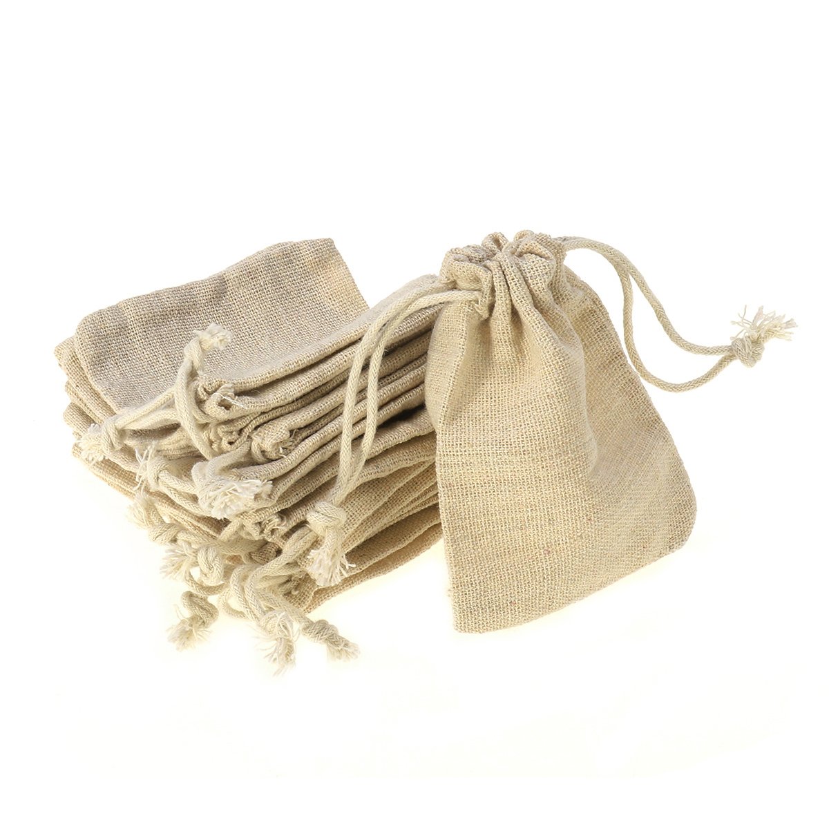 Premium 8x10cm Linen Jute Drawstring Bags - 10PCS Natural Burlap Gift Sacks for Wedding Favors, Jewelry Packaging & Party Decor | Eco-Friendly Party Supplies & Craft Storage