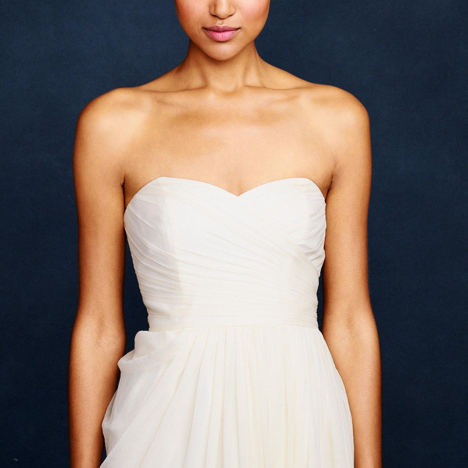 J. Crew Side Swoop Wedding Gown - Elegant A-Line Bridal Dress with Flowing Train | Perfect for Beach, Garden & Church Weddings