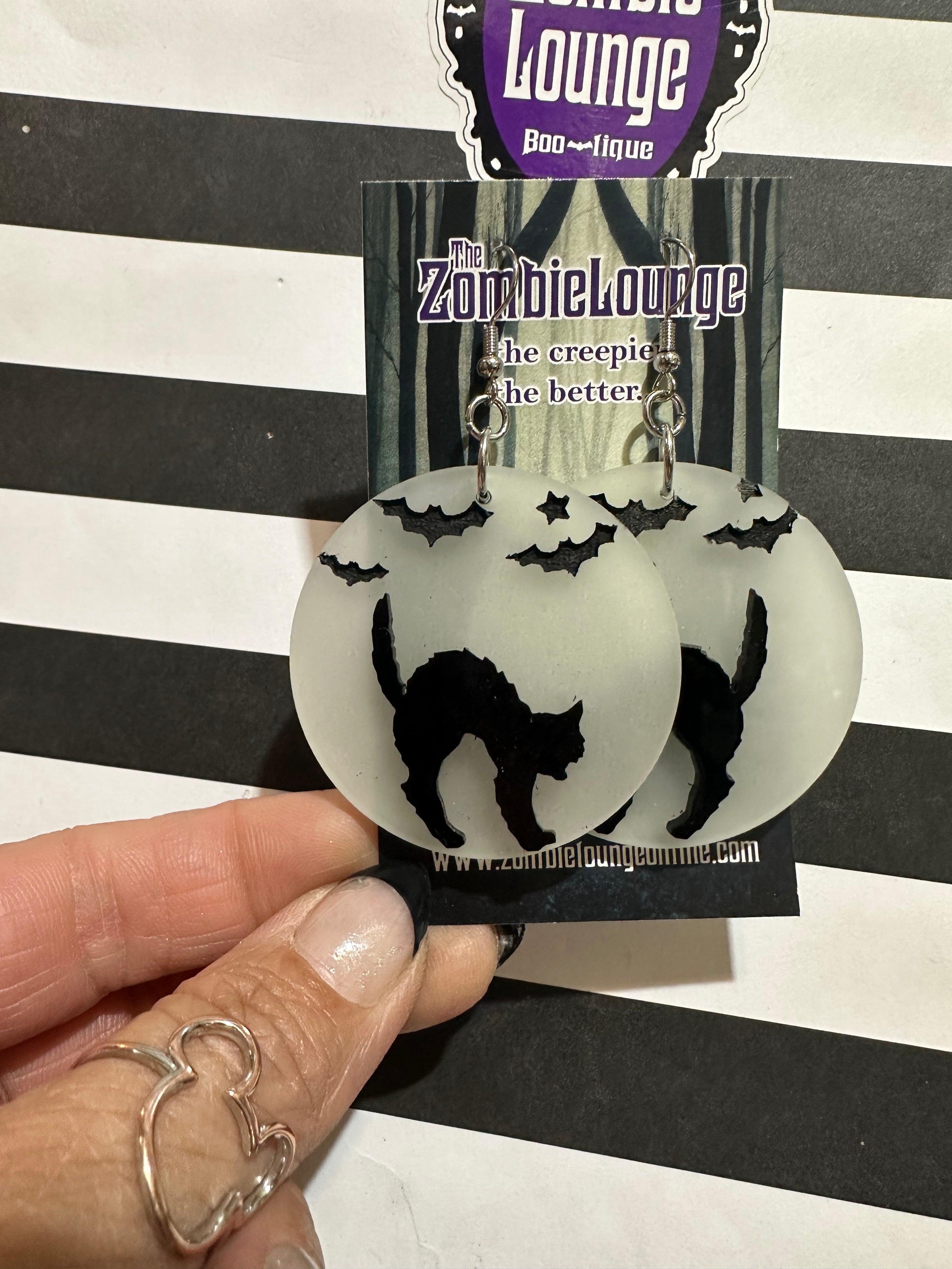 Scaredy Cat Moon Earrings - Unique Halloween Jewelry for Women | Gothic Boho Style for Parties & Costume Accessories