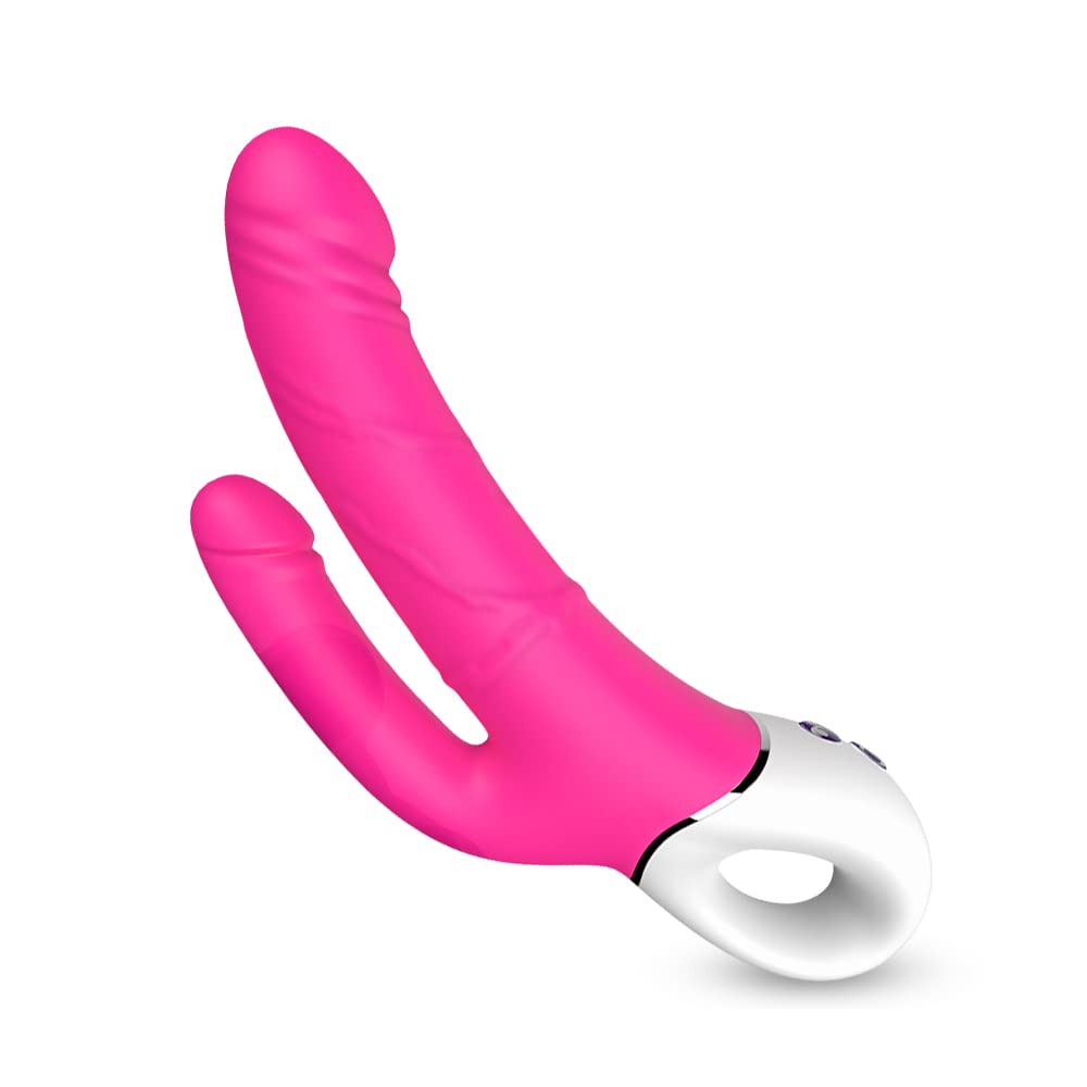 Flexible Silicone Double Dildo - Dual Insert & Vibration Adult Toy with 9 Modes, Waterproof USB Massager for Couples (Red) - Perfect for Spicing Up Intimacy & Role Play Scenarios