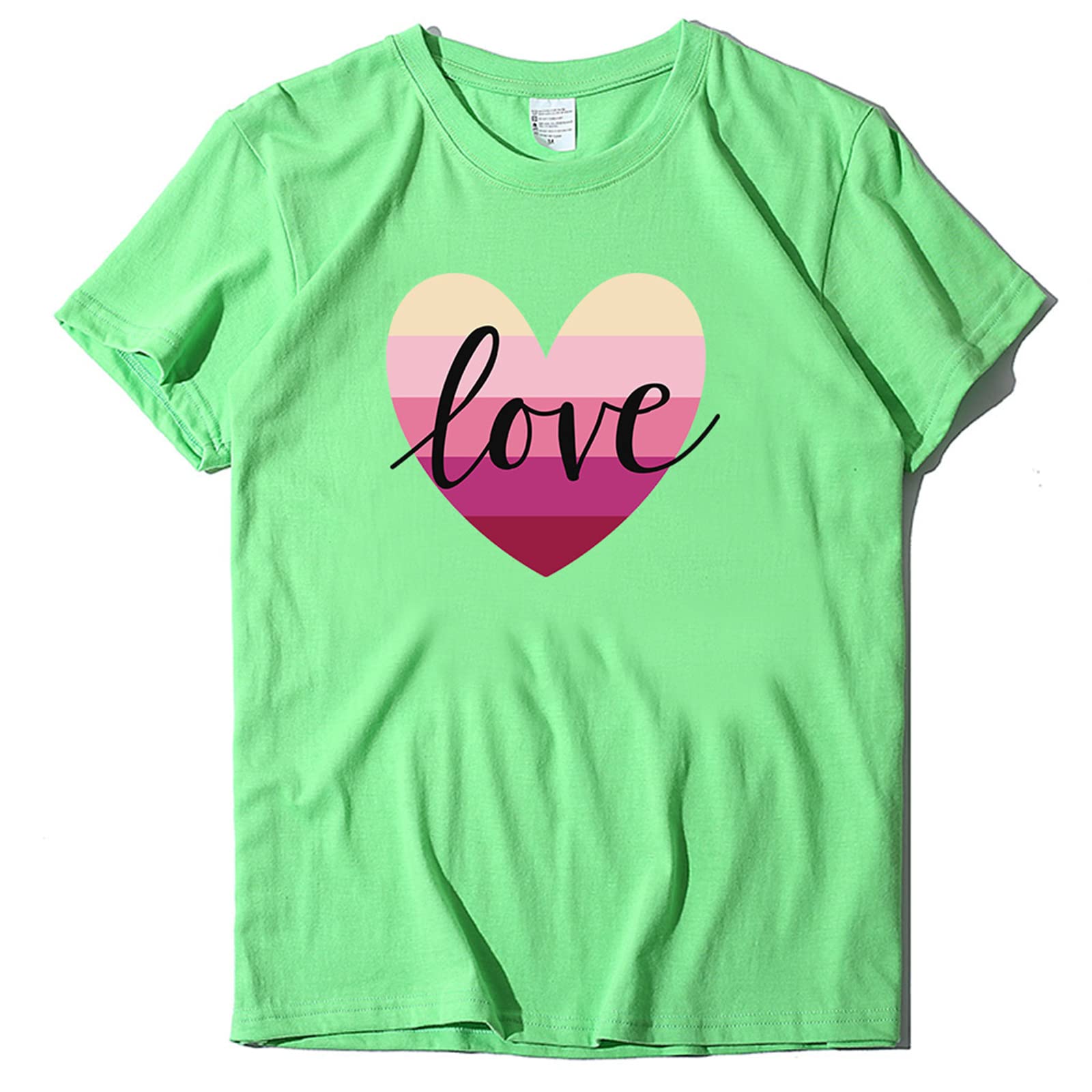 Women's Short Sleeve T-Shirts - Loose Fit Casual Heart Print Blouse for Valentine's Day | Perfect for Date Nights, Gifts & Everyday Wear