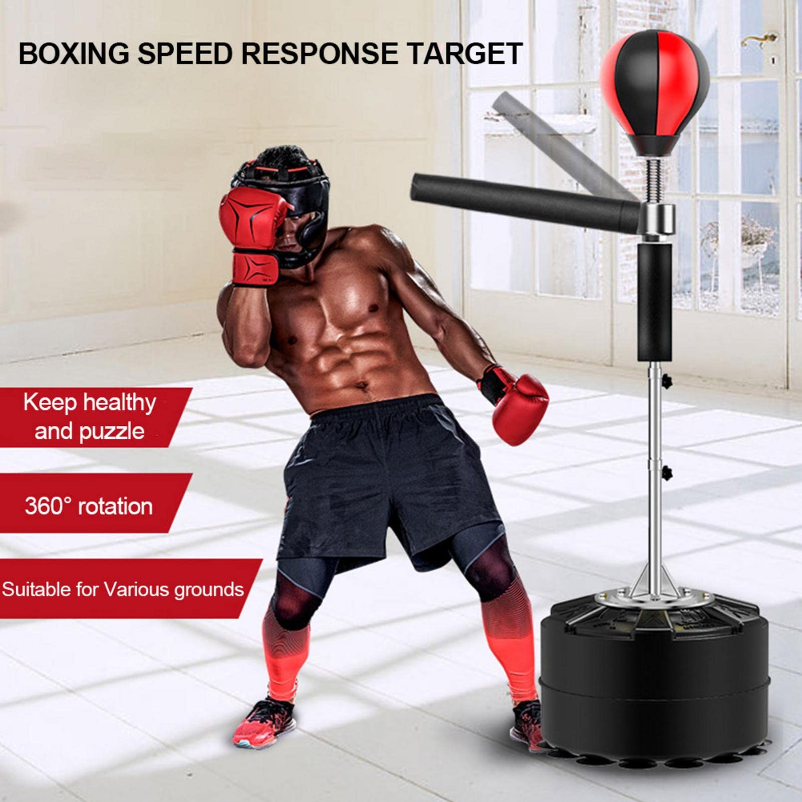 Professional Heavy Duty Punching Bag Stand | Adjustable Boxing Speed Ball for Adults & Kids - Portable Training Target with 360° Reflex Bar & Strong Suction Cup Base - Perfect for Home Gym, Boxing Training, Martial Arts Practice & Fitness Workouts