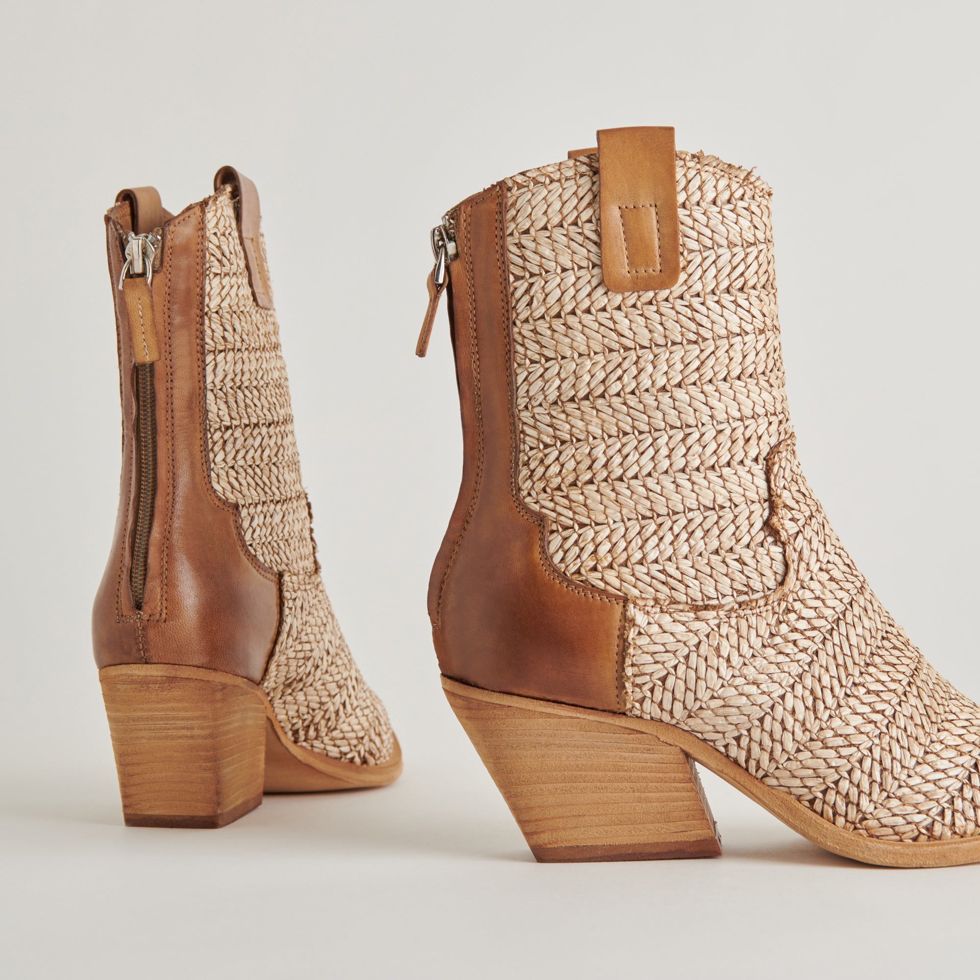 TEXIN Women's Brown Multi Raffia Booties - Comfortable Summer Sandals for Beach, Vacation & Casual Outings