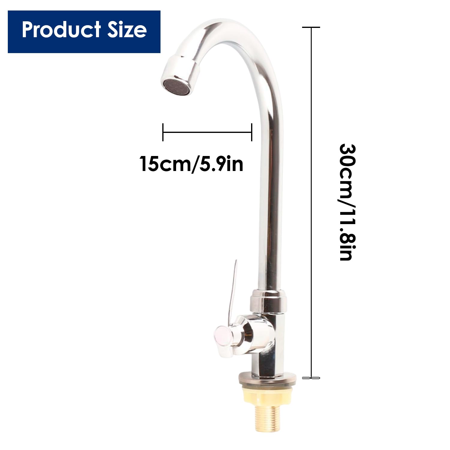 **G1/2 Single Cold Water Kitchen Faucet - High Arc Zinc Alloy Vertical Tap for Indoor & Outdoor Use - Perfect for Kitchen Sink, Garden, RV, and Camping**