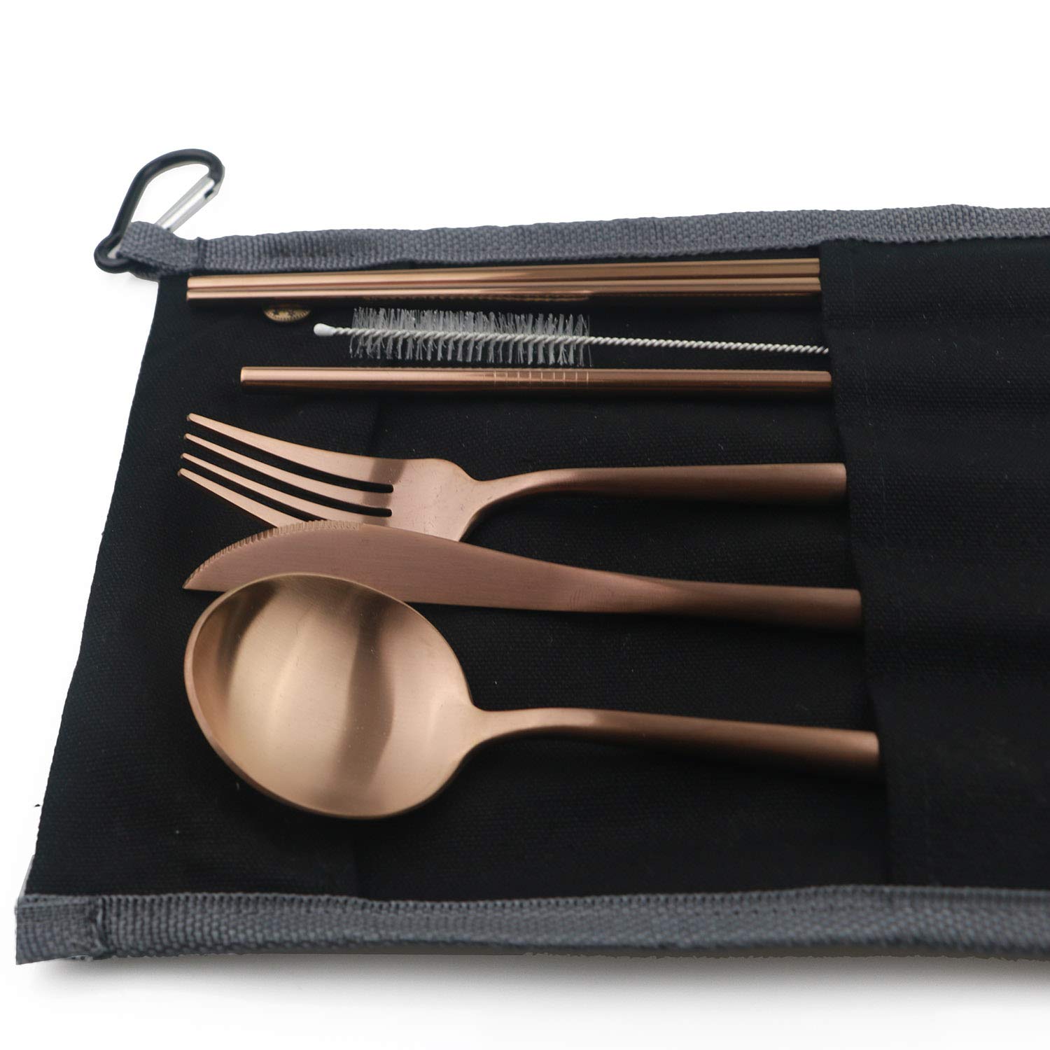 Portable 6-Piece Stainless Steel Flatware Set - Travel Cutlery for Camping & Picnics