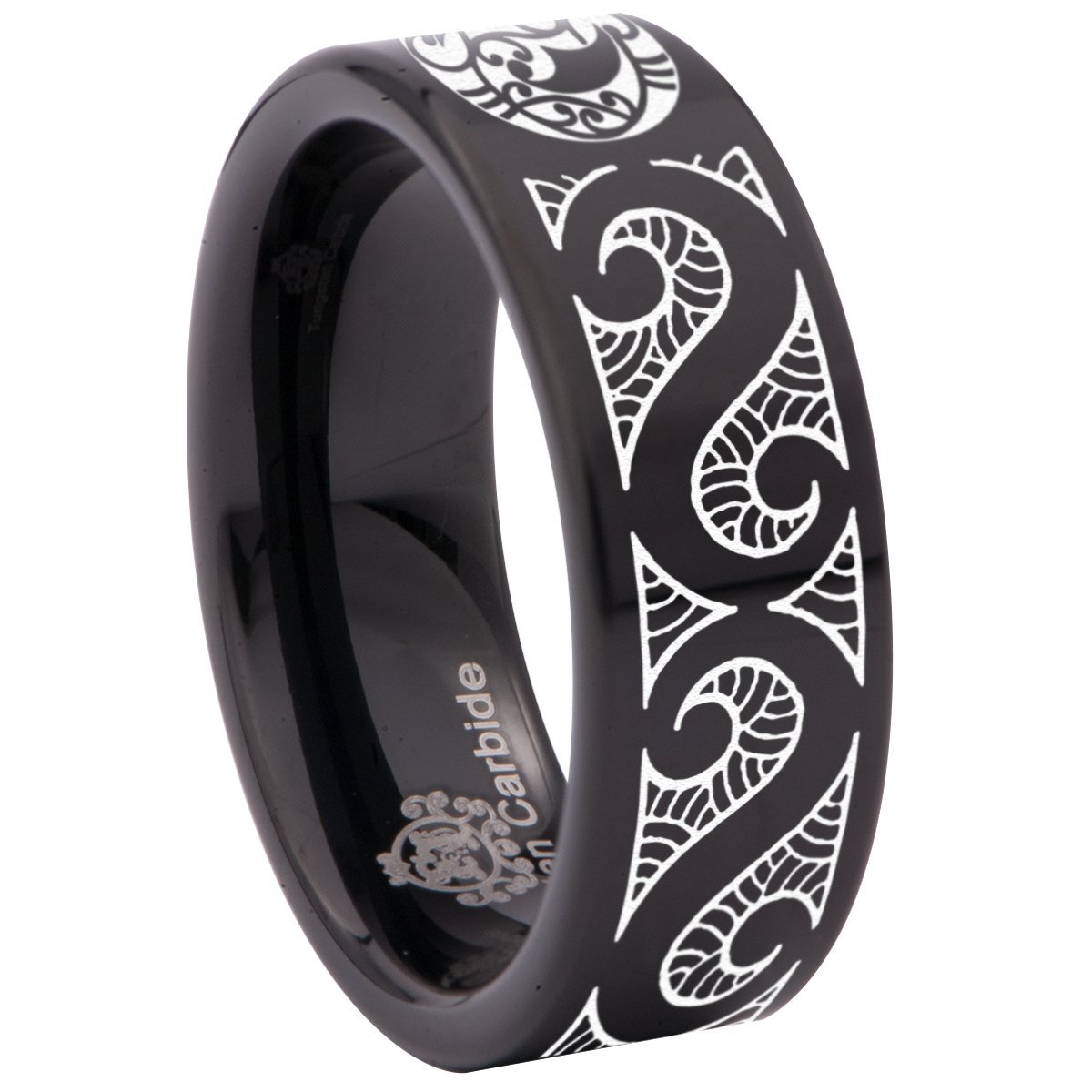 Premium Tungsten Carbide Maori Wedding Band - 8mm Unisex Ring for Men & Women - Durable & Scratch-Resistant Anniversary Gift for Couples - Perfect for Weddings, Engagements, and Special Occasions