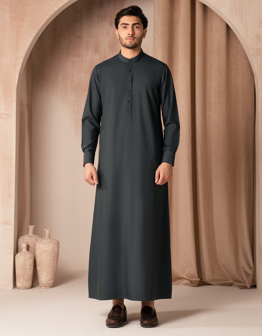 Blended Dark Green Jubba by J. Junaid Jamshed - Premium Islamic Abaya Dress for Women - Perfect for Eid, Prayer & Special Occasions