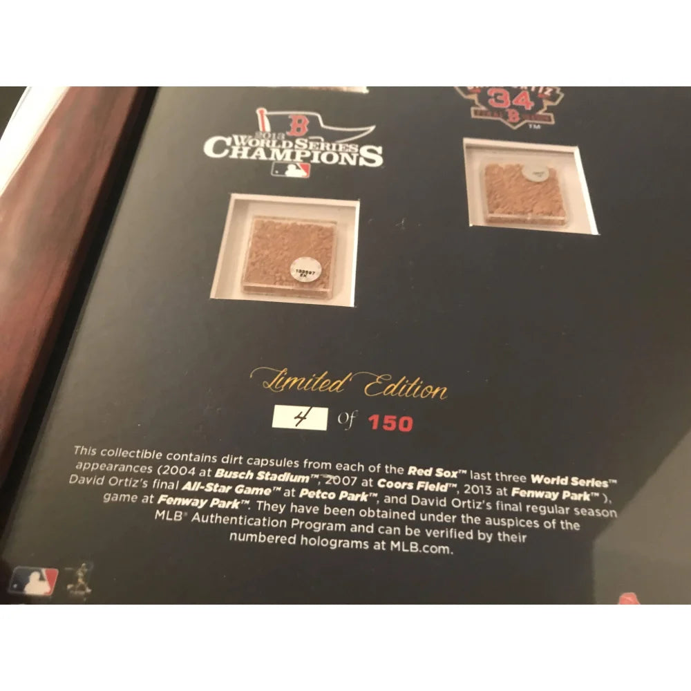 David Ortiz Career Retirement Game Used Dirt Collage #/150 Framed Memorabilia - Boston Red Sox Collectible for Sports Fans & Home Decor
