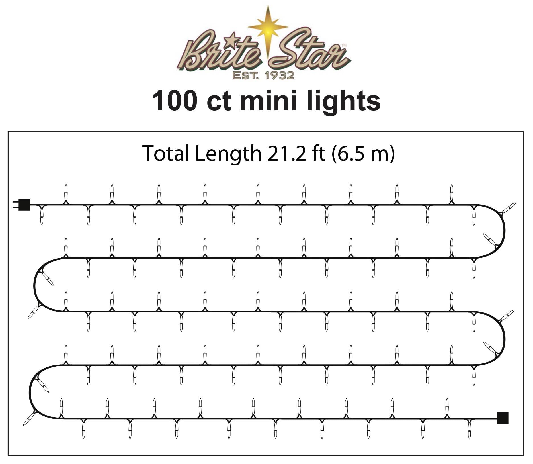 Brite Star 100-Count Mini Clear Christmas String Lights - 22ft Green Wire Indoor/Outdoor Holiday Decor for Christmas Tree, Home, Party & Garden Lighting