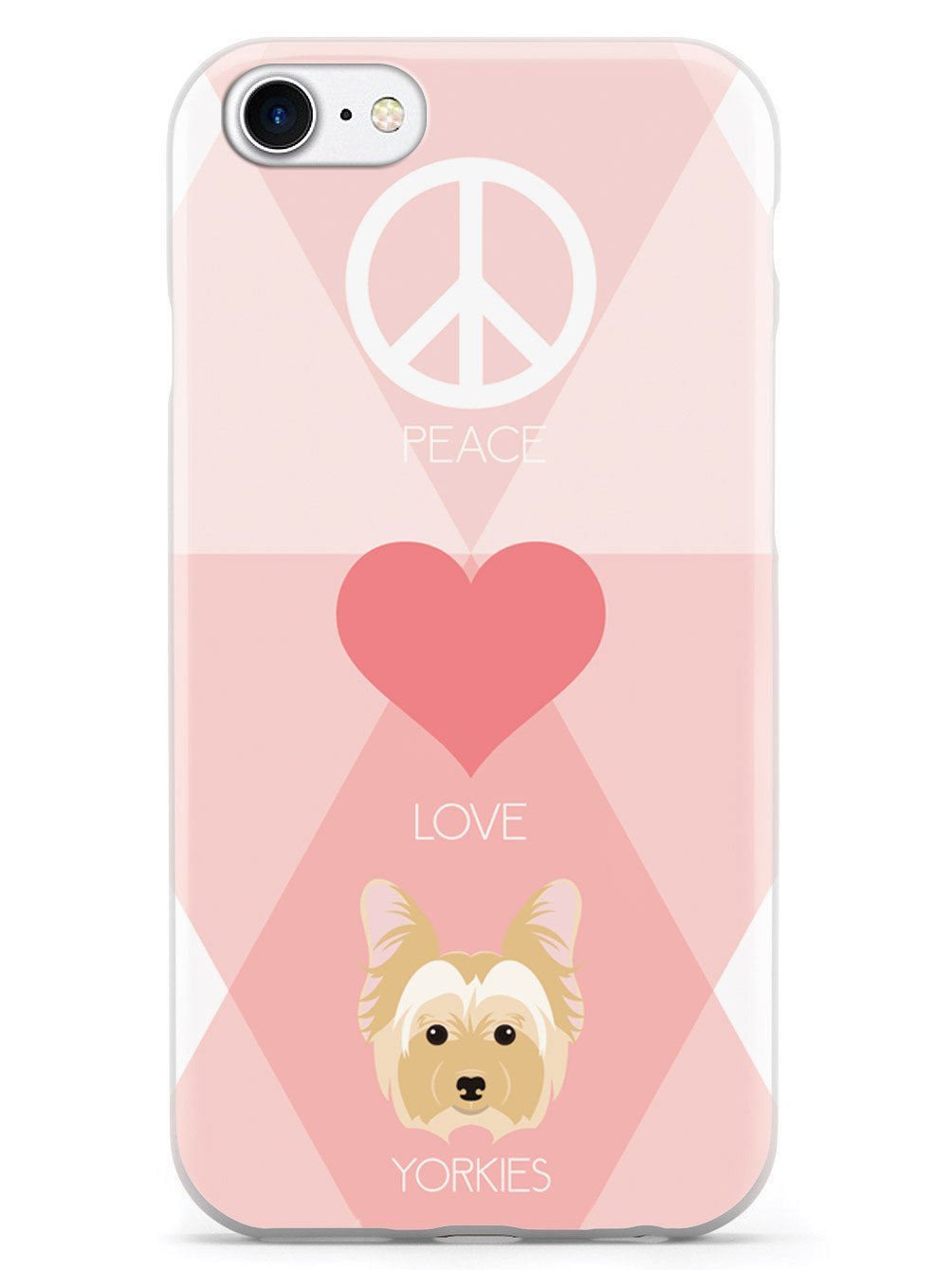 **Inspired Cases for iPhone 8 - 3D Textured Protective Phone Cover with Peace, Love & Yorkies Design | Shockproof & Anti-Scratch | Perfect for Daily Use, Travel & Outdoor Activities**