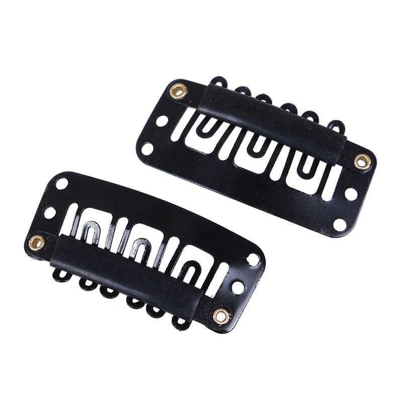 Nyamah Women's Metal Hair Extension Snap Clips - 12pcs Black Wig Clips with Silicone Rubber Wefts for Secure Hair Attachment & Bonding | Perfect for Weaves, Wigs, and Hair Extensions | Great for Daily Styling, Cosplay & Salon Use