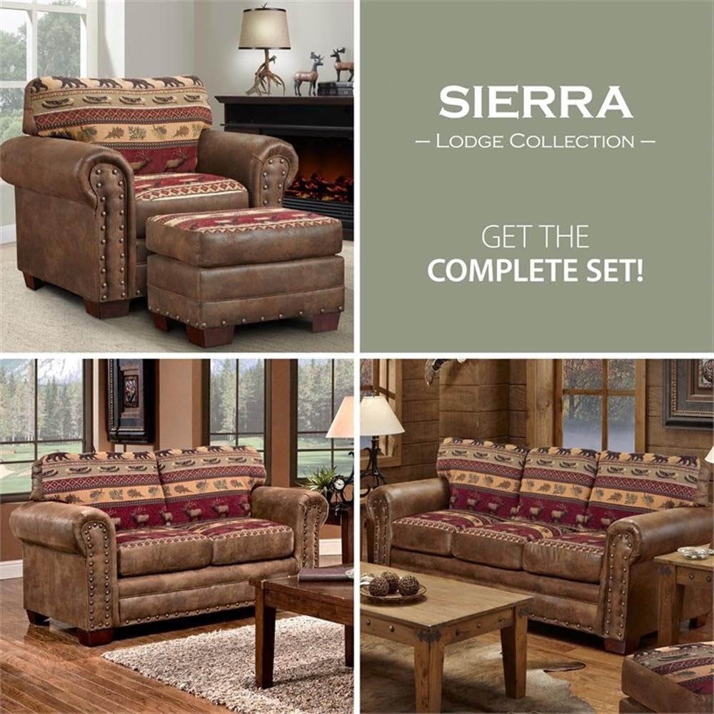 American Furniture Classics 4-Piece Sierra Lodge Sleeper Sofa Set - Comfortable Convertible Sectional Couch with Storage | Perfect for Living Rooms, Guest Rooms & Small Spaces