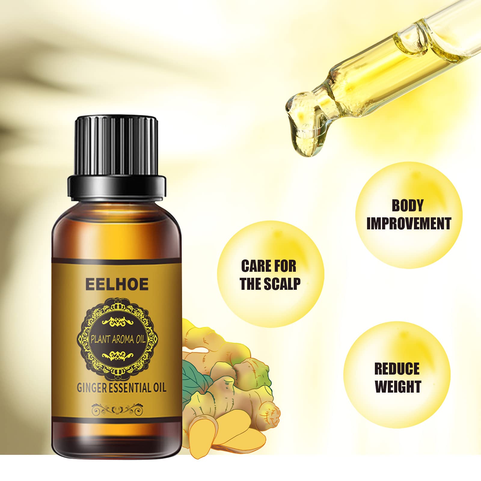 **Ginger Body Oil for Massage & Firming - Natural Moisturizing & Nourishing with Ginger Extract - Daily Use for Relaxation & Sore Muscle Relief - Perfect for Spa, Post-Workout & Self-Care**