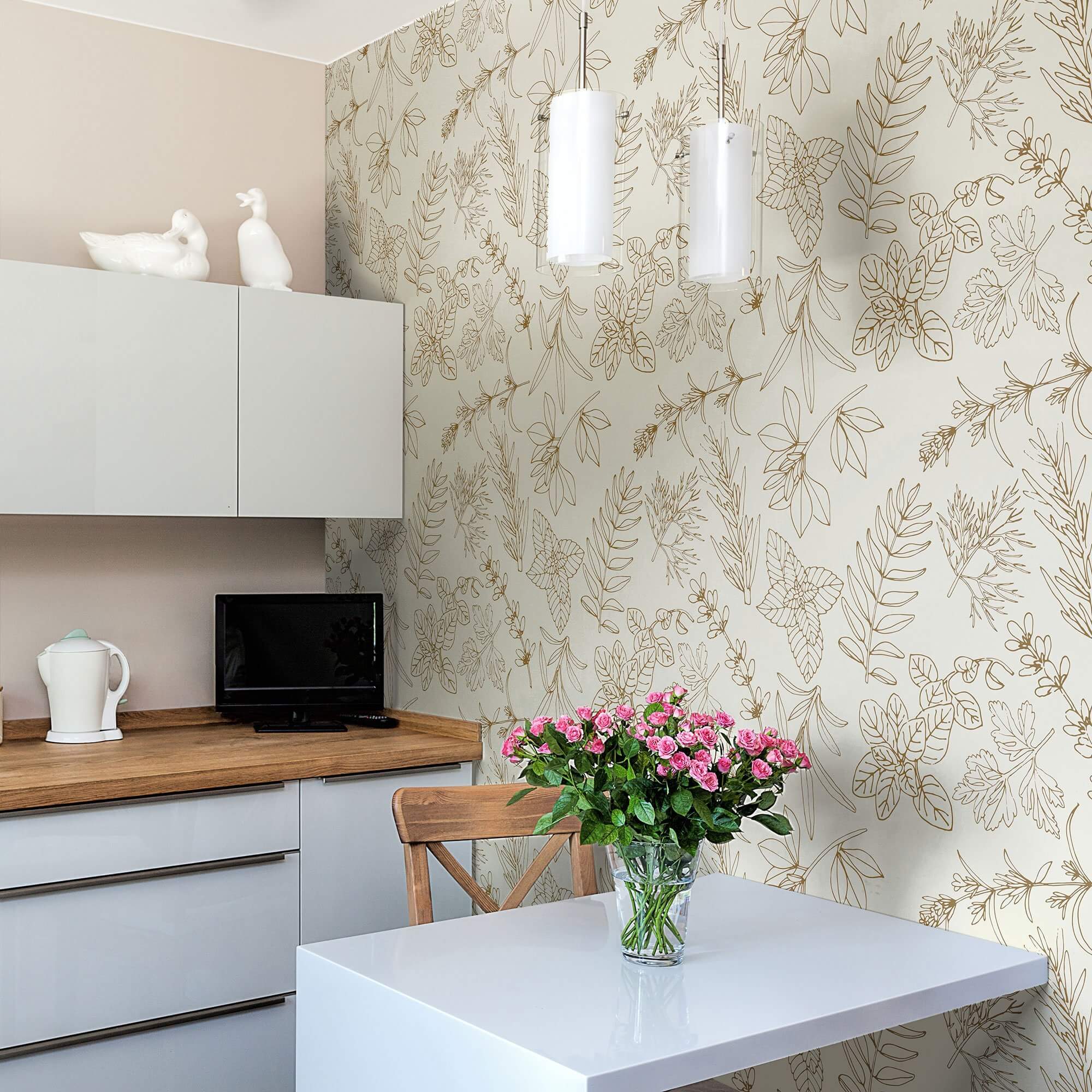 Beige and Blue Tile Pattern Peel and Stick Removable Wallpaper - Self-Adhesive Wall Decor for Kitchen Backsplash, Bathroom, and Accent Walls