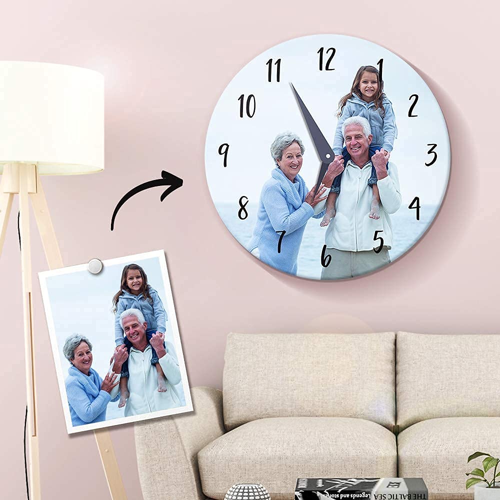 VEELU Custom Photo Wall Clock - Personalized Modern Design with Picture Frame, Unique Home Decor & Gift for Family & Friends | Perfect for Living Room, Bedroom, Office & Special Occasions