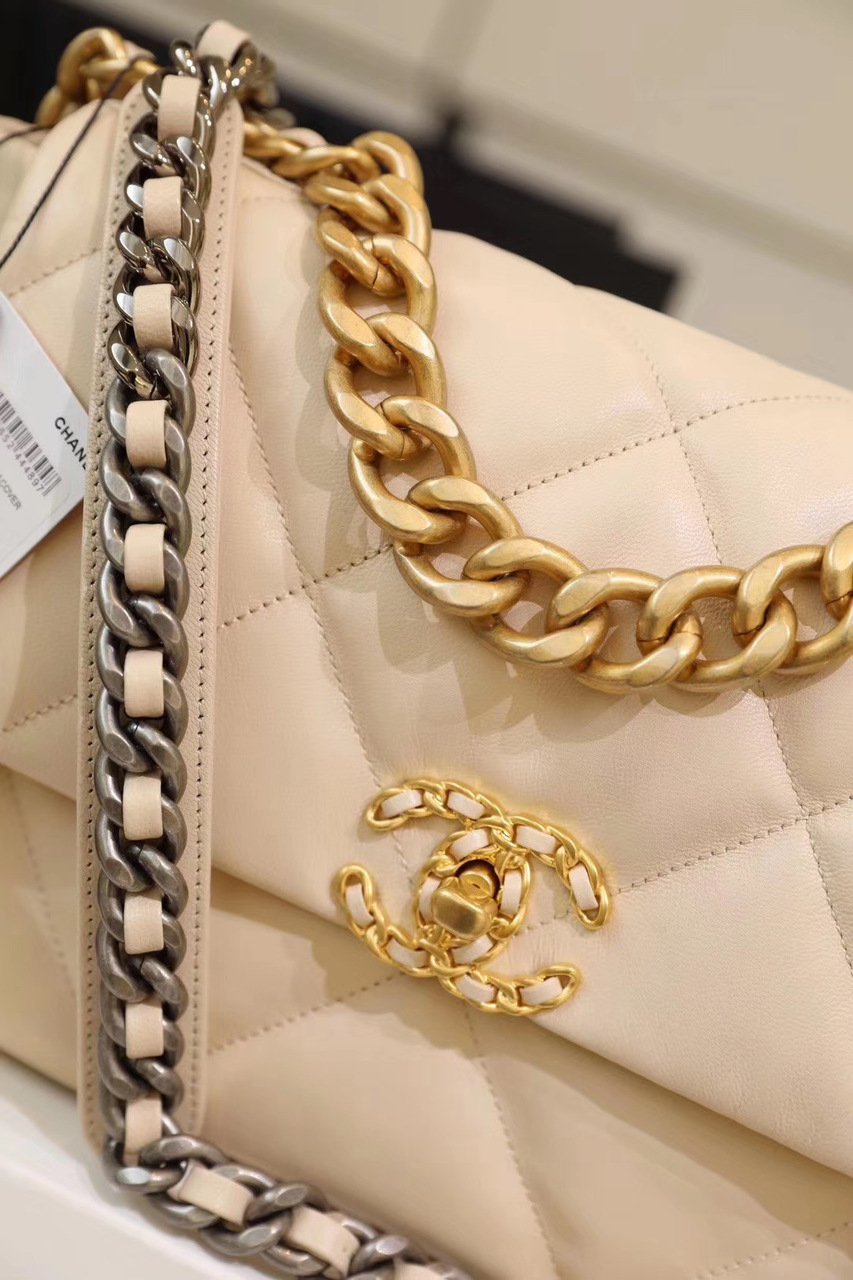 Chanel 19 Large Flap Bag Beige - Luxury Designer Handbag for Women | Perfect for Everyday Use, Work & Special Occasions