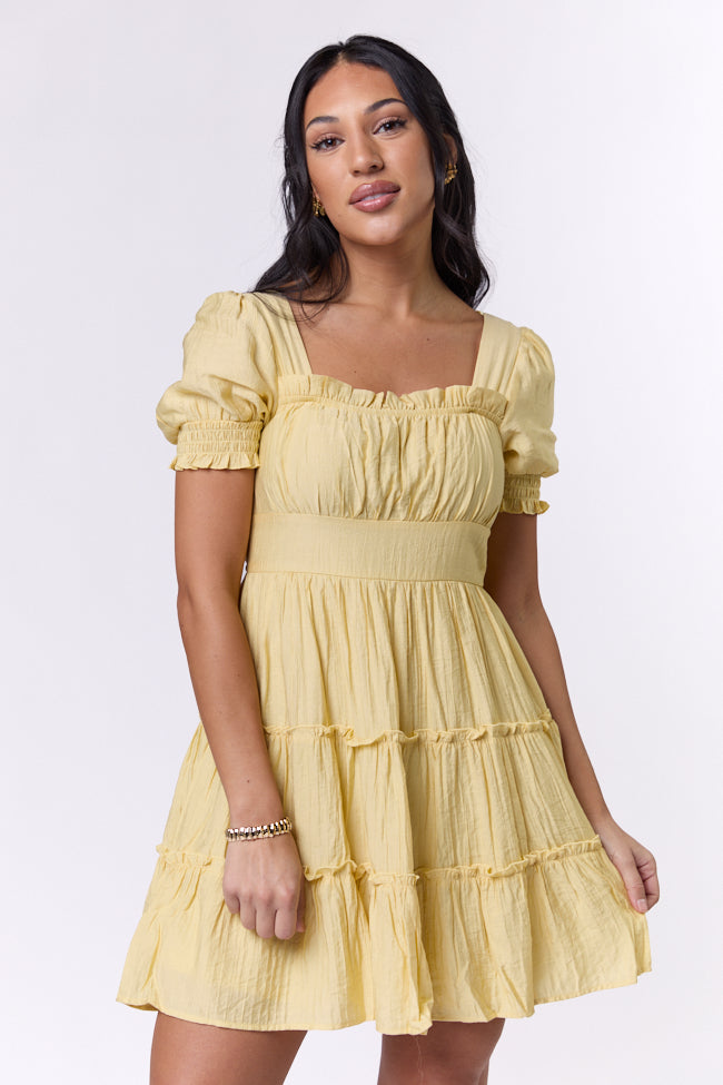 Yellow Babydoll Short Sleeve Mini Dress - Cute & Comfortable Summer Dress for Women | Perfect for Beach, Party & Casual Outfits