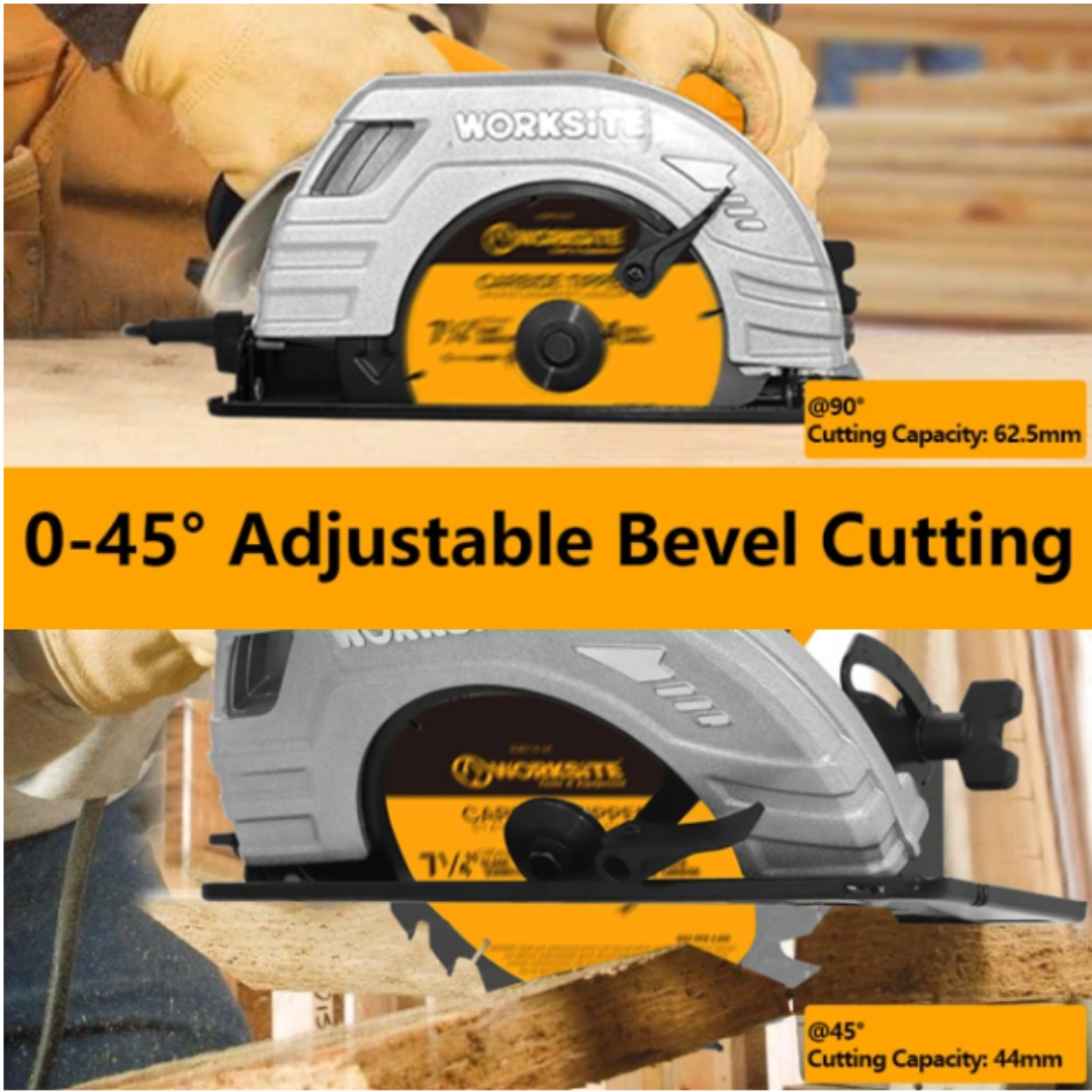 220V Electric Circular Saw - Professional Woodworking Tool for Cutting Wood, Metal & Plastic | Perfect for DIY Projects, Home Renovation & Construction Work | WorkSite CSW173