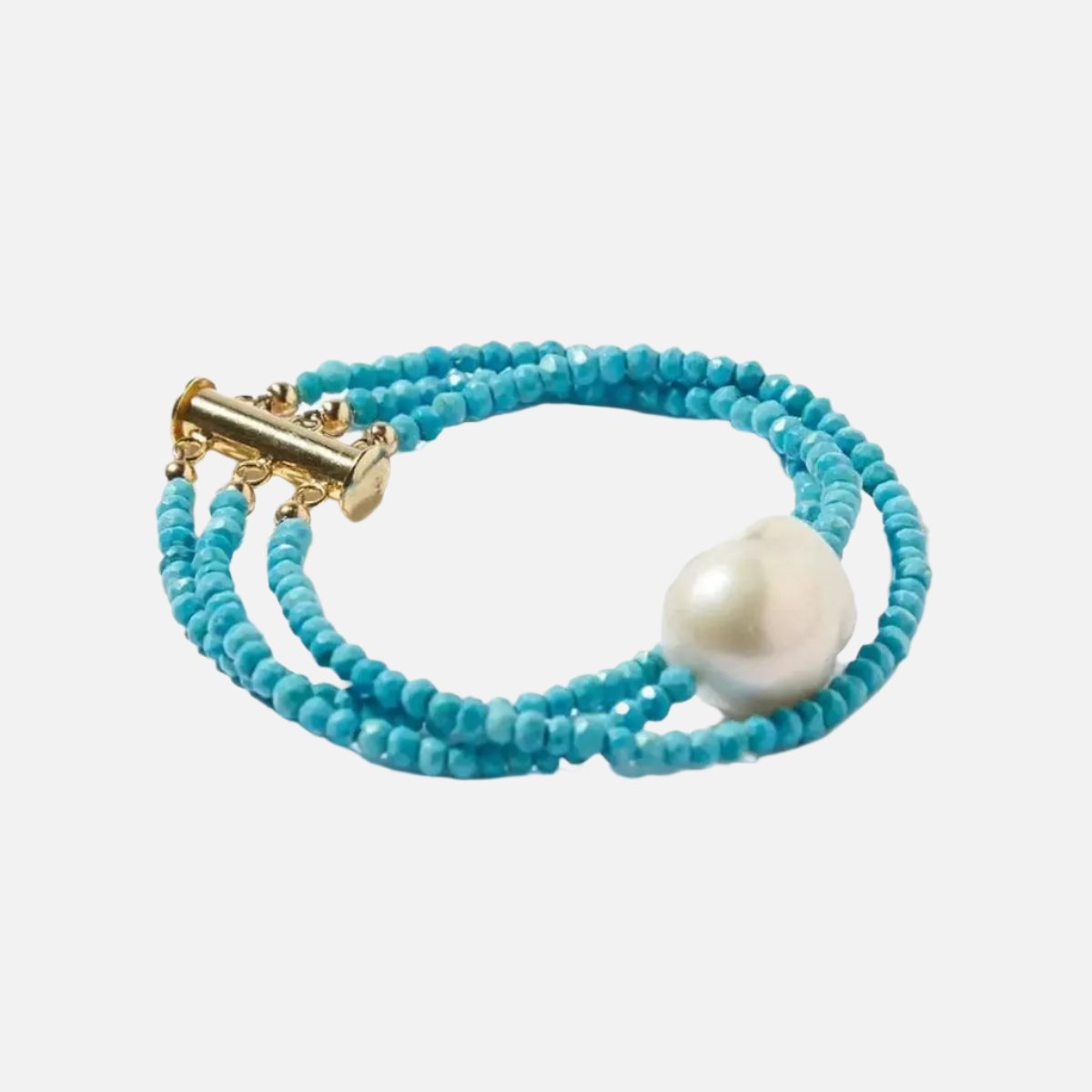 Turquoise Baroque Pearl Triple Gemstone Bracelet for Women – Elegant Handmade Boho Jewelry Gift for Birthday, Wedding & Special Occasions