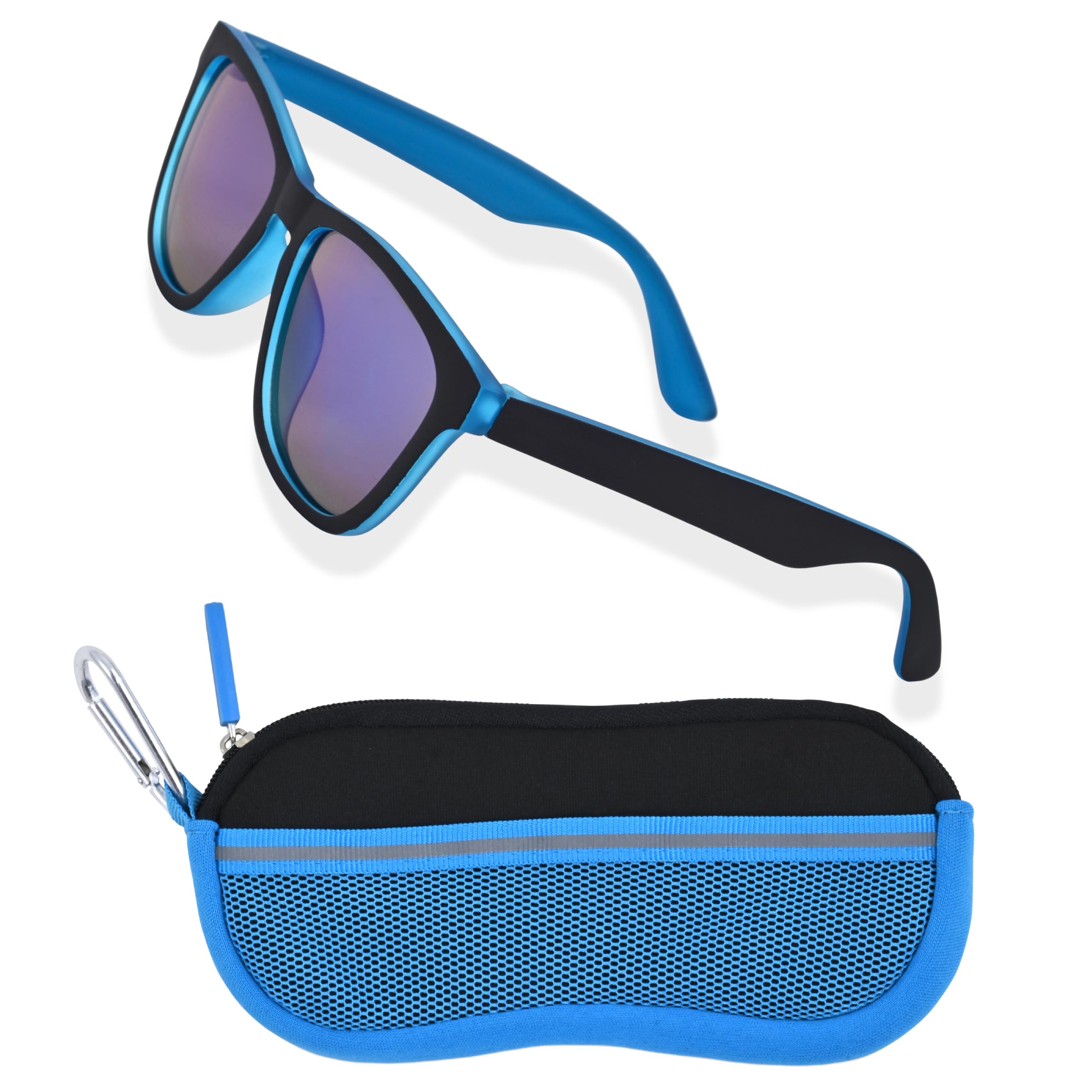 Kids Boys Sunglasses for Toddlers & Children - UV Protection, Durable Frame with Matching Zipper Case - Perfect for Outdoor Play, Beach, Sports & Summer Activities