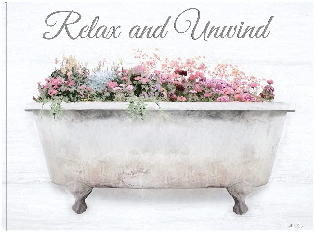 Relax & Unwind Fine Art Canvas Wall Decor by Artist Lori Deiter - 28x21 Inch Ready to Hang Painting for Living Room, Bedroom, Bathroom, Kitchen, Office, Bar & Dining Room - Perfect for Home Decor, Housewarming Gifts & Interior Design