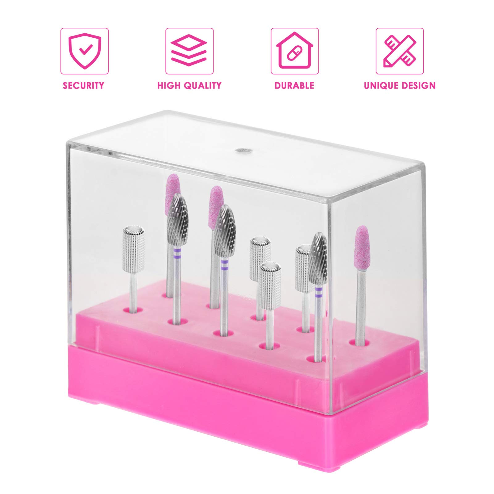 Uonlytech 2-Piece Nail Drill Bit Set with 10 Grinding Heads - Tungsten Steel Tray & Plastic Display Box for Professional Manicure & Pedicure | Perfect for Salon, Home Nail Care & DIY Gel Polish Removal