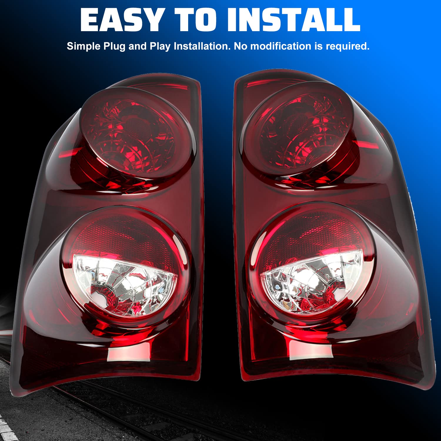 HECASA Pair of LED Tail Lights Compatible with 2007-2009 Dodge Ram 1500/2500/3500 Pickup Truck - Replacement for 55277303AB, CH2800165, 55277302AB, CH2801165 - Durable & Weatherproof Taillight Assembly for Enhanced Nighttime Safety & Style