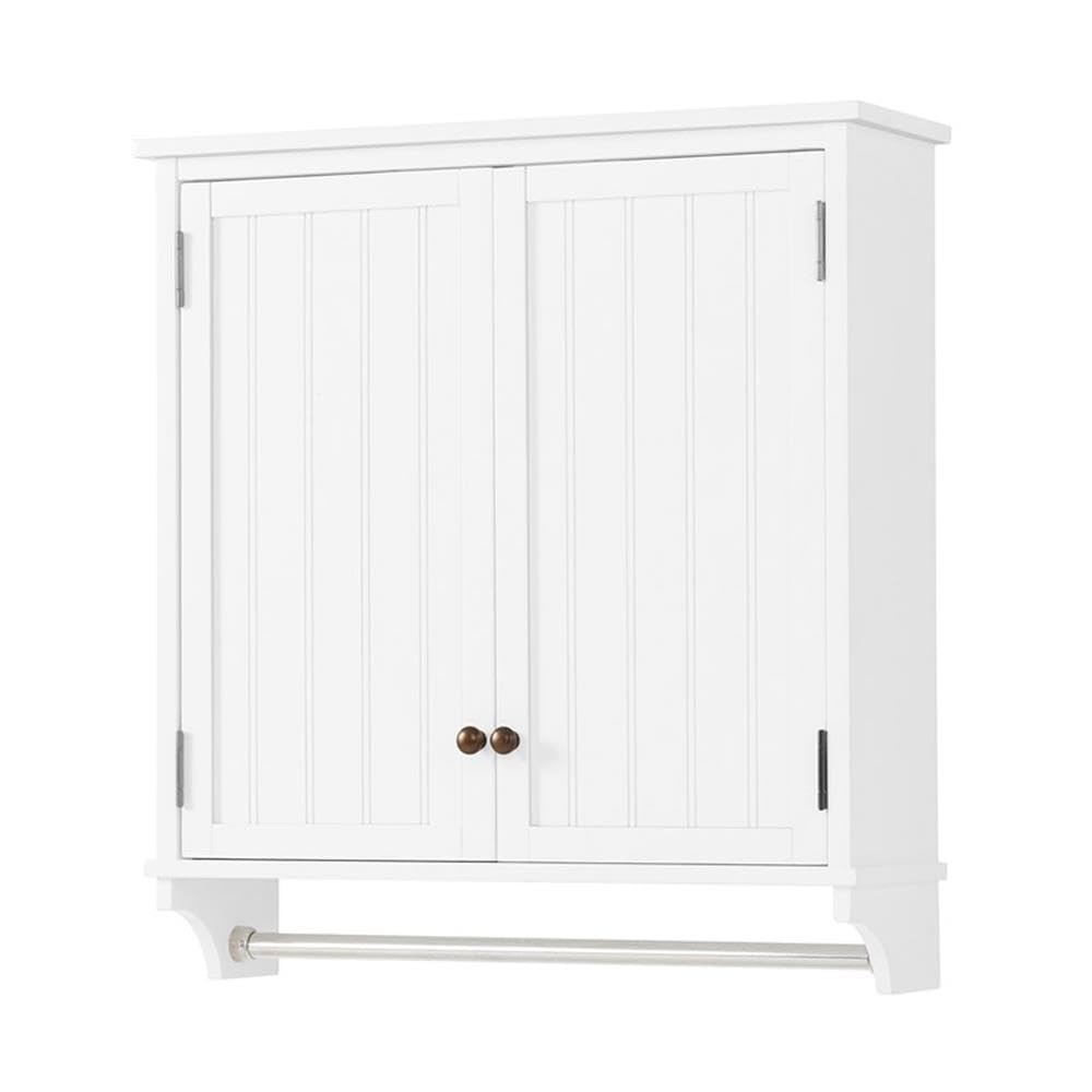 Space-Saving Dover Over Toilet Organizer with Side Shelves - Wall Mounted Bathroom Storage Cabinet with 2 Doors & Towel Rod - Perfect for Toiletries, Washcloths & Towels - Moisture Resistant Design for Small Bathrooms & Apartments